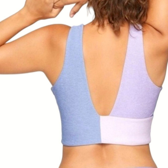Outdoor Voices Venus V Back Colorblock Longline Crop Sports Bra Top Women's Sz S - Picture 2 of 7